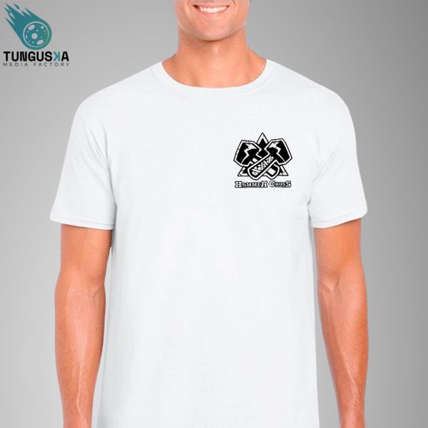 Camiseta blanca logo Hammercross para hombre (frontal y trasera)