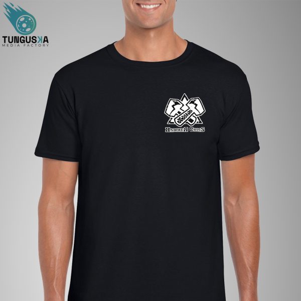 Camiseta negra logo Hammercross para hombre (frontal y trasera)