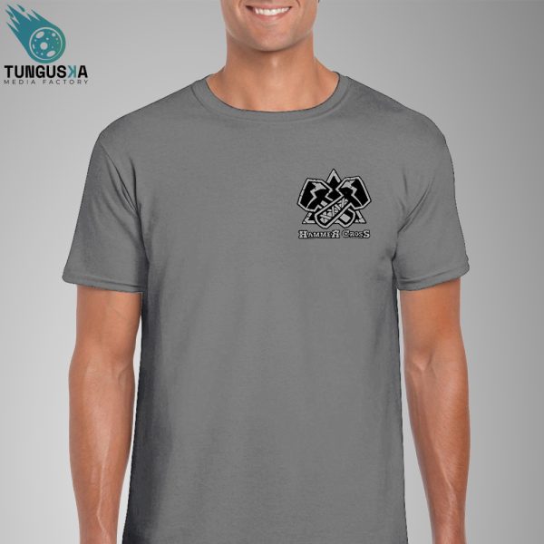 Camiseta gris logo Hammercross para hombre (frontal y trasera)