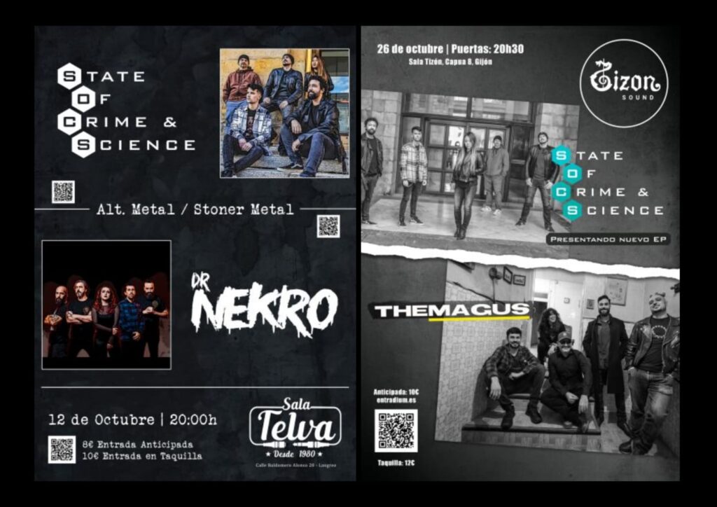 carteles de los conciertos de socs con dr nekro y the magus