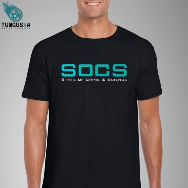 Camiseta negra logo SOCS para hombre (frontal y trasera)